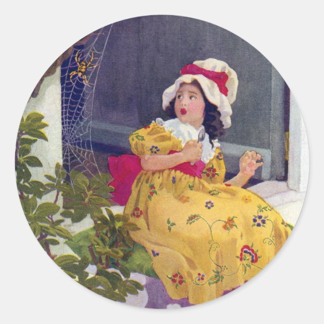 Sticker Rond Petite Miss Muffet Nursery Rhyme (Devant)