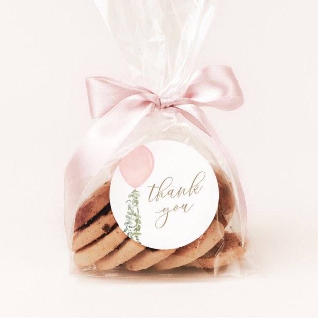 Sticker Rond Petite Miss Onederful Balloon rose Anniversaire (Créateur téléchargé)