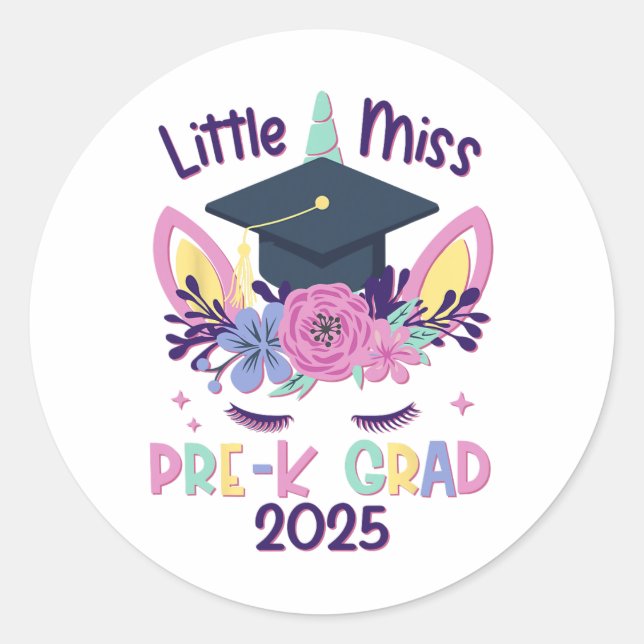 Sticker Rond Petite Mlle Pré-k Grad Préscolaire Prek Graduation (Devant)