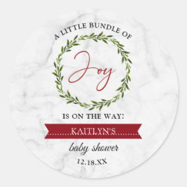 Sticker Rond Petite Offre De Joie Baby shower De Noël