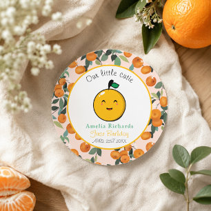 Sticker Rond Petite Orange Mignonne Citronnée 1er Anniversaire