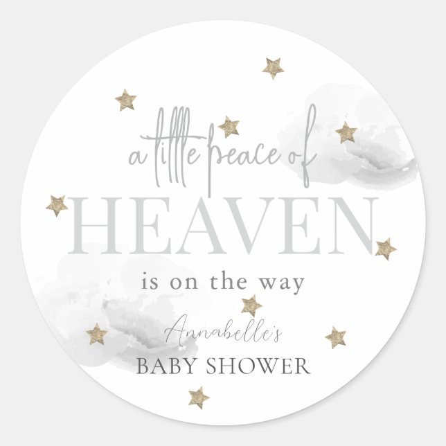 Sticker Rond Petite Paix du Ciel Baby shower gris (Devant)