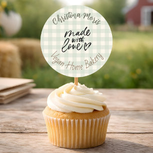 Sticker Rond Petite pâtisserie végane maison faite avec amour m