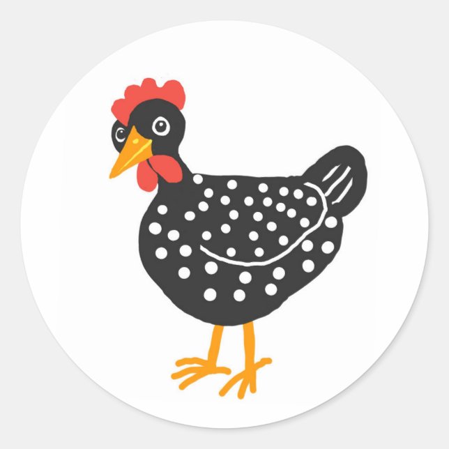 Sticker Rond Petite poule noire (Devant)