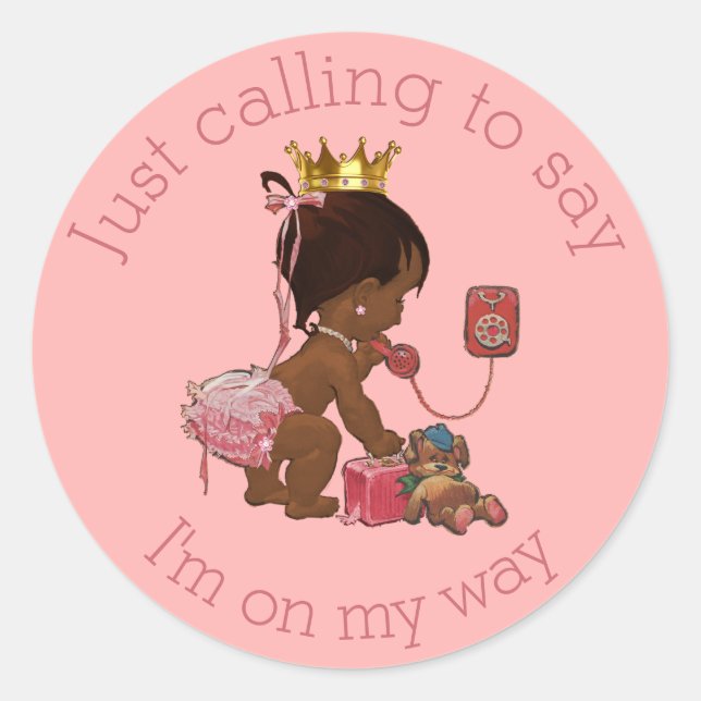 Sticker Rond Petite princesse ethnique sur le Baby shower rose  (Devant)