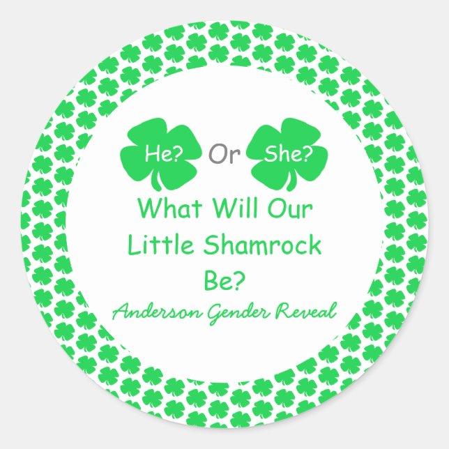 Sticker Rond Petite révélation Shamrock sur le genre (Devant)
