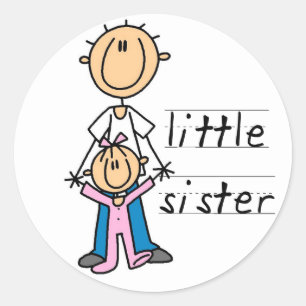 Sticker Rond Petite soeur avec le T-shirts et les cadeaux de