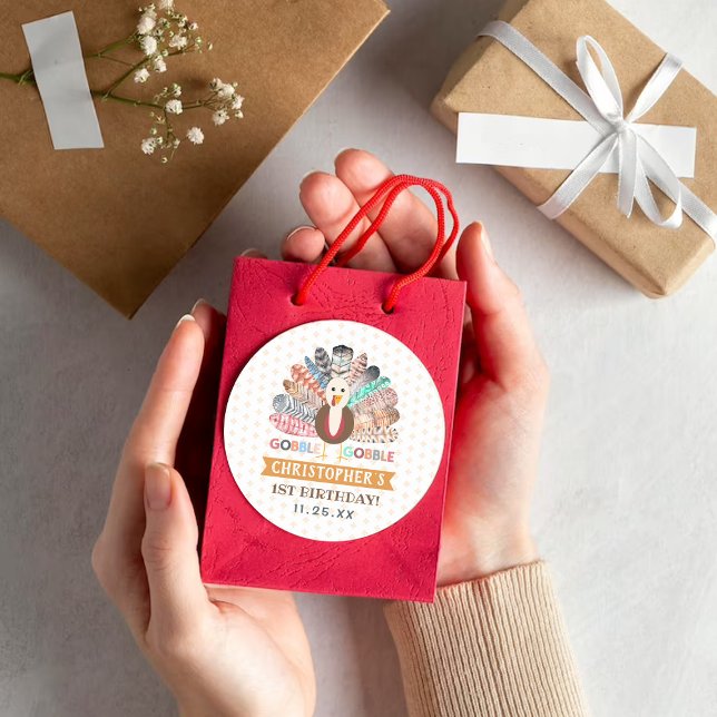 Sticker Rond Petite Turquie Thanksgiving N'importe quel âge fêt (Créateur téléchargé)