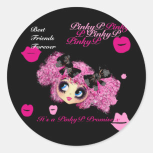 Sticker Rond Petites amies Kawaii, meilleurs amis cadeaux pour