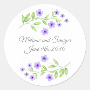 Sticker Rond Petites fleurs d'aquarelle violette