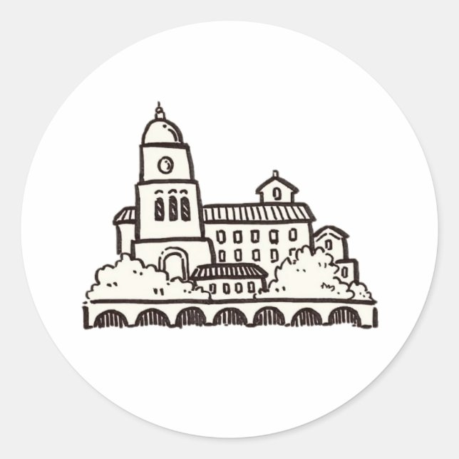 Sticker Rond petites maisons côté rivière à Rome, esquisse rapi (Devant)