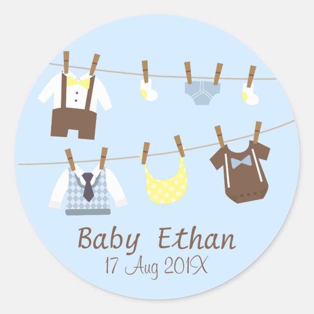 Sticker Rond Petits cadeaux de douche de bébé de monsieur (Devant)