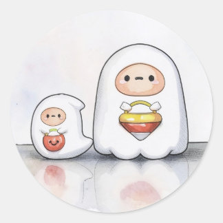 Sticker Rond Petits et petits fantômes Halloween
