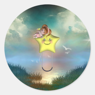 Sticker Rond Petits fairys mignons 1 de bébé de doigt de Toon