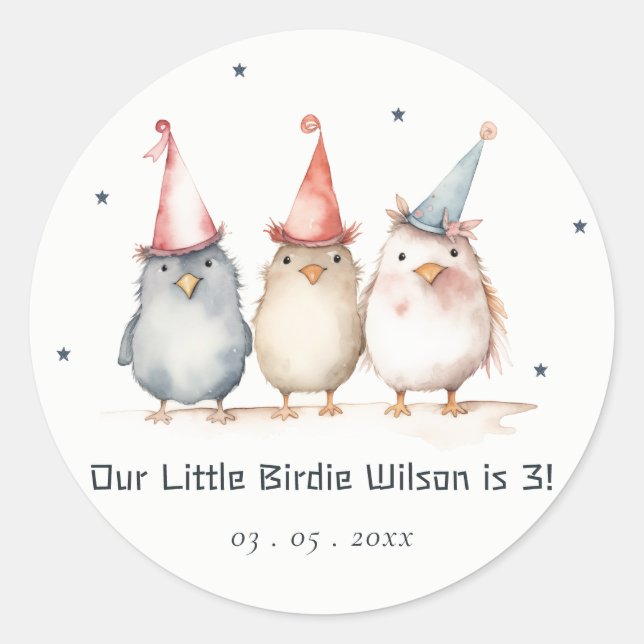 Sticker Rond Petits Oiseaux De Soirée N'Importe Quel Anniversai (Devant)