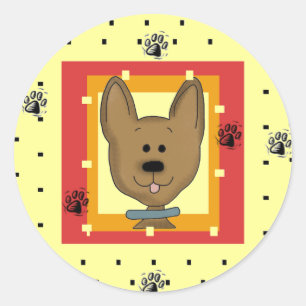 Sticker Rond Petits T-shirts et cadeaux Doggie Brown