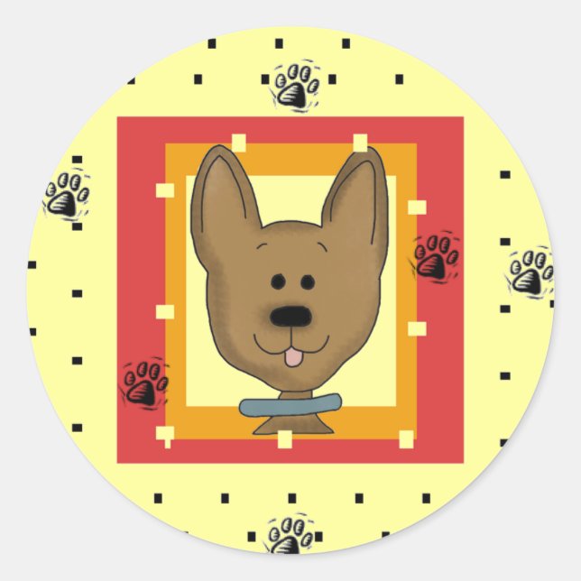 Sticker Rond Petits T-shirts et cadeaux Doggie Brown (Devant)