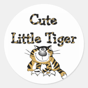 Sticker Rond Petits T-shirts et cadeaux mignons de tigre