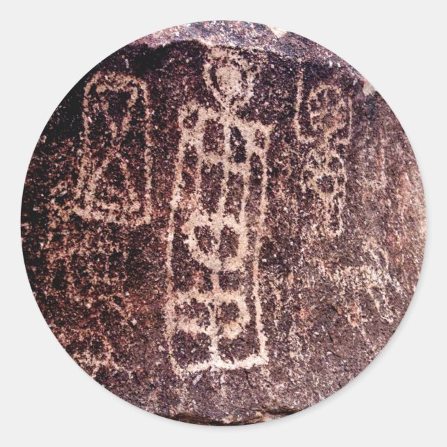 STICKER ROND PETROGLYPHS AMÉRICAIN SUD-OUEST, DÉSERT DE NEVADA (Devant)
