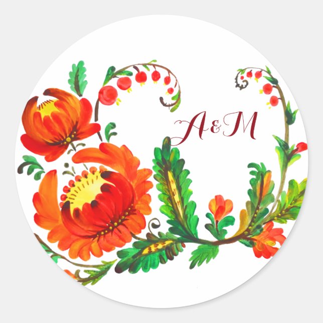 Sticker Rond Petrykivka art ukrainien (Devant)