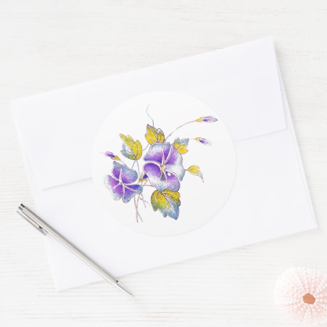 Sticker Rond Petunias. (Enveloppe)