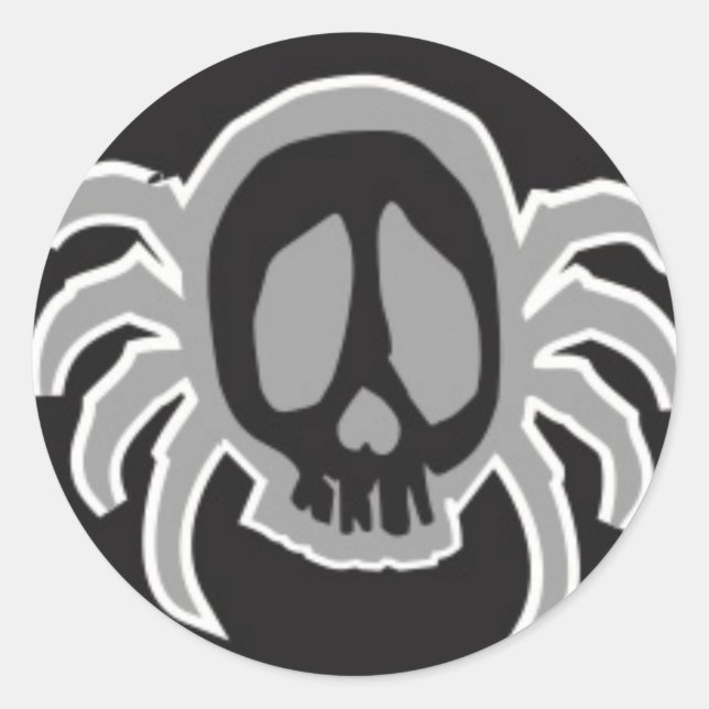 Sticker Rond peut être médaillon de crâne spyder (Devant)