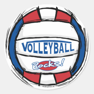 Sticker Rond Peut-on le creuser Volleyball Blue Red