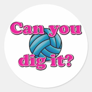 Sticker Rond Peux-tu le creuser ? Volleyball!