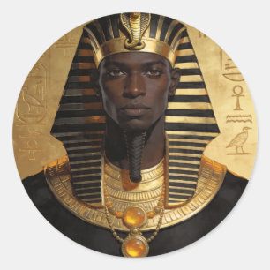 Sticker Rond Pharaoh Energy — Roi Africain Ancien Art Moderne