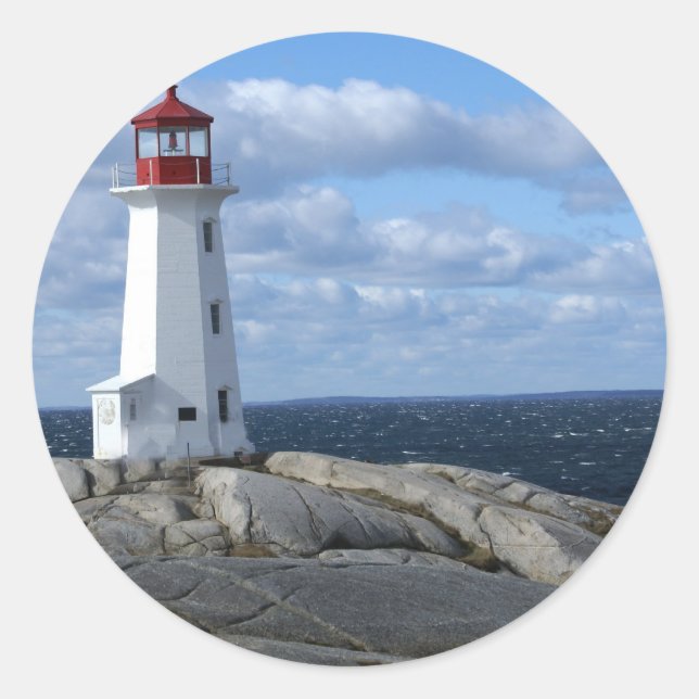 Sticker Rond Phare à Peggy's Cove (Devant)