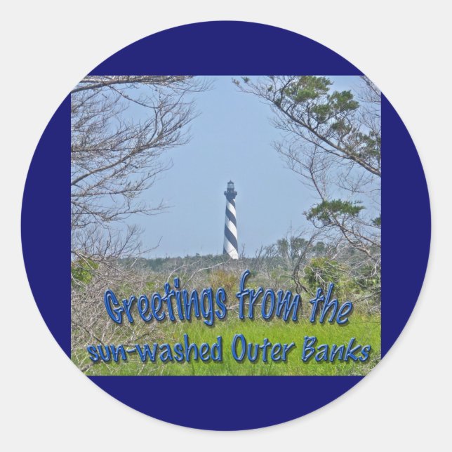 Sticker Rond Phare de Cape Hatteras de la série Wetlands (Devant)