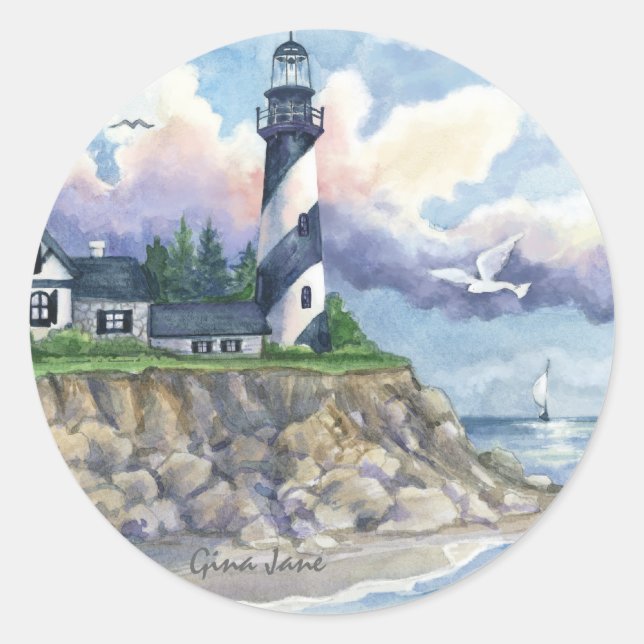 Sticker Rond Phare de la mer (Devant)