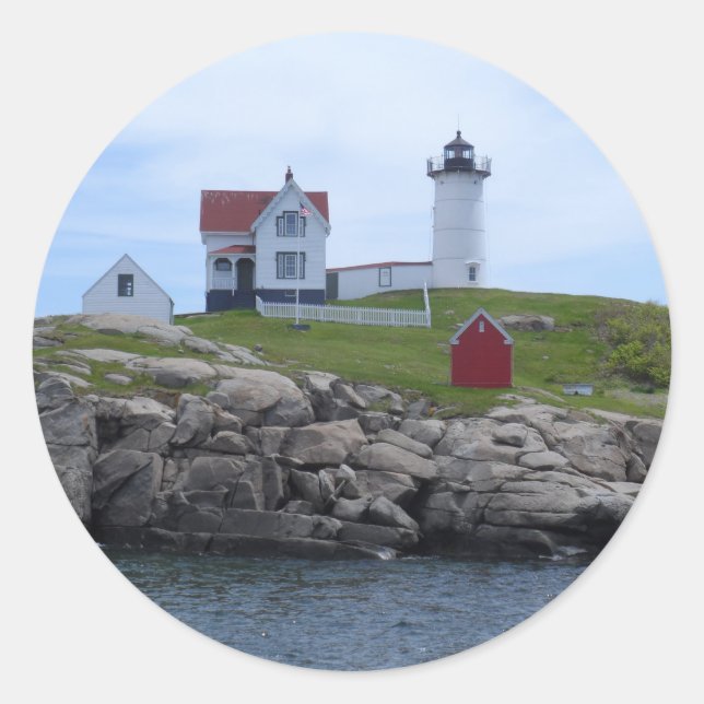 Sticker Rond Phare de Nubble - Maine (Devant)