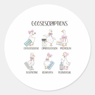 Sticker Rond Pharmacie drôle d'oie prescriptions idiotes jeux d