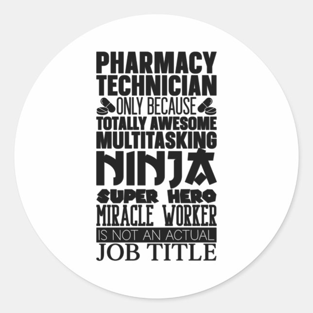 Sticker Rond Pharmacien de pharmacie multitâche Ninja Hero Tech (Devant)