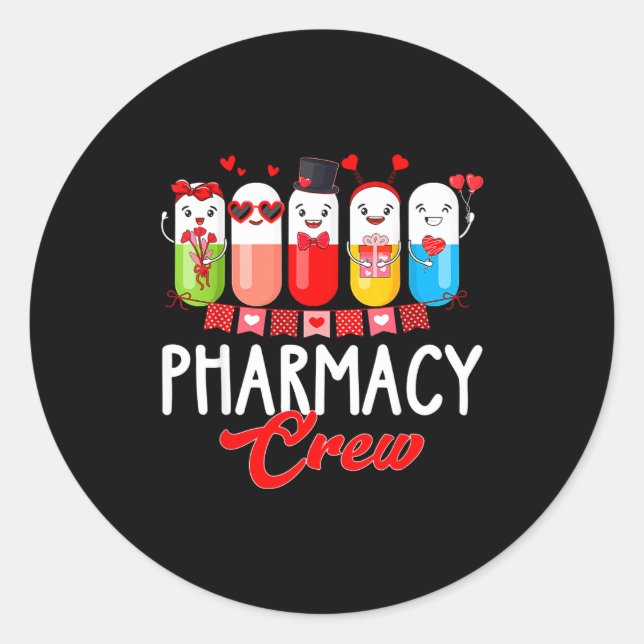 Sticker Rond Pharmacy Crew Nurse Valentines Day Pharmacist Tech (Devant)