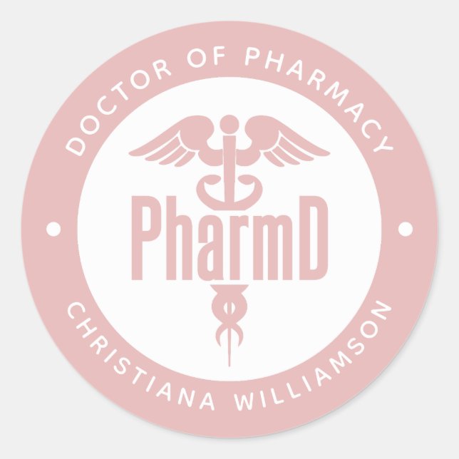 Sticker Rond PharmD Docteur en pharmacie Pharmacy Graduation Ph (Devant)