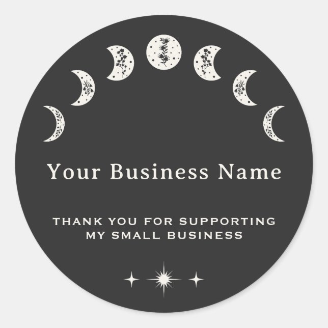 Sticker Rond Phases de la lune Merci céleste Petite entreprise (Devant)