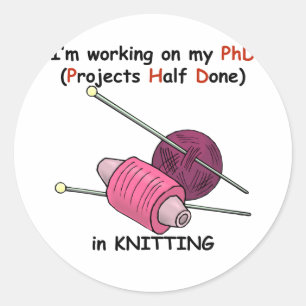 Sticker Rond PhD dans le tricot