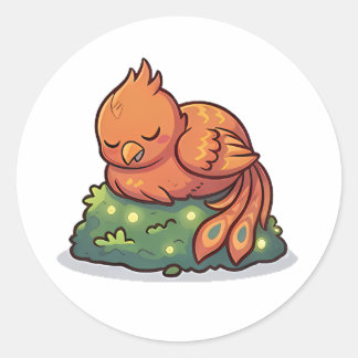 Sticker Rond Phénix endormi