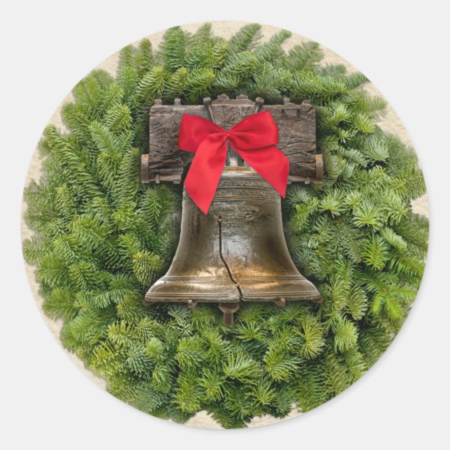 Sticker Rond Philadelphie Liberty Bell Wreath sur Parchemin (Devant)