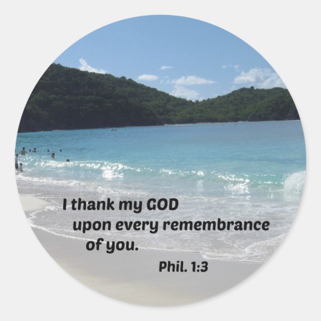Sticker Rond Philippiens 1:3 Je remercie Dieu pour chaque (Devant)