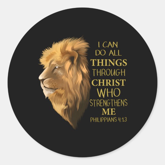 Sticker Rond Philippiens 413 Lion religieux Verses chrétien (Devant)