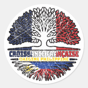 Sticker Rond Philippines France France drapeau des racines d'ar