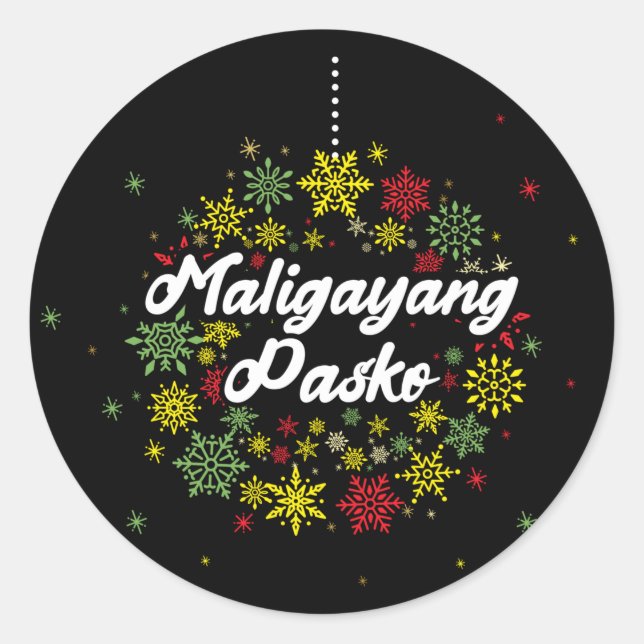Sticker Rond Philippines Noël Maligayang Pasko Snowflakes (Devant)