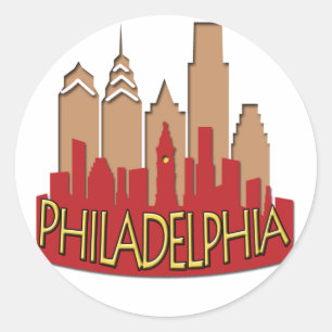Sticker Rond Philly Skyline newwave