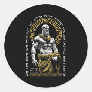 Sticker Rond Philosophie stoïque Trouver Force Marcus Aurelius 