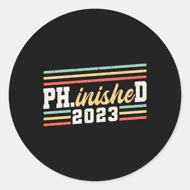 Sticker Rond Phinished 2023 Docteur En Philosophie Phd (Devant)