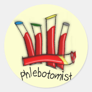 Sticker Rond Phlebotomiste Artsy Tubes de sang Design Cadeaux