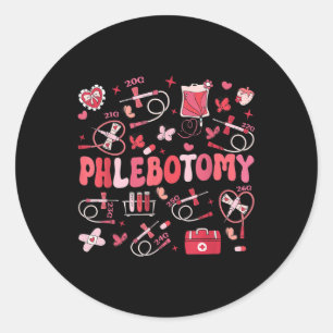 Sticker Rond Phlebotomiste Coeur Phlebotomie Infirmière Tech Ca